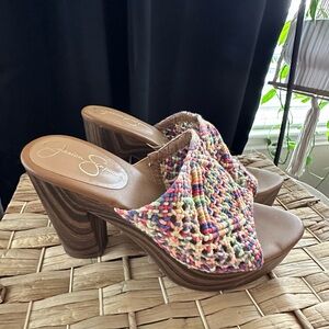 Jessica Simpson Colorful Woven Block Heels